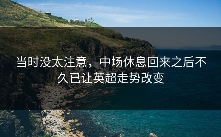当时没太注意,中场休息回来之后不久已让英超走势改变 当时没太注意,中场休息回来之后不久已让英超走势改变